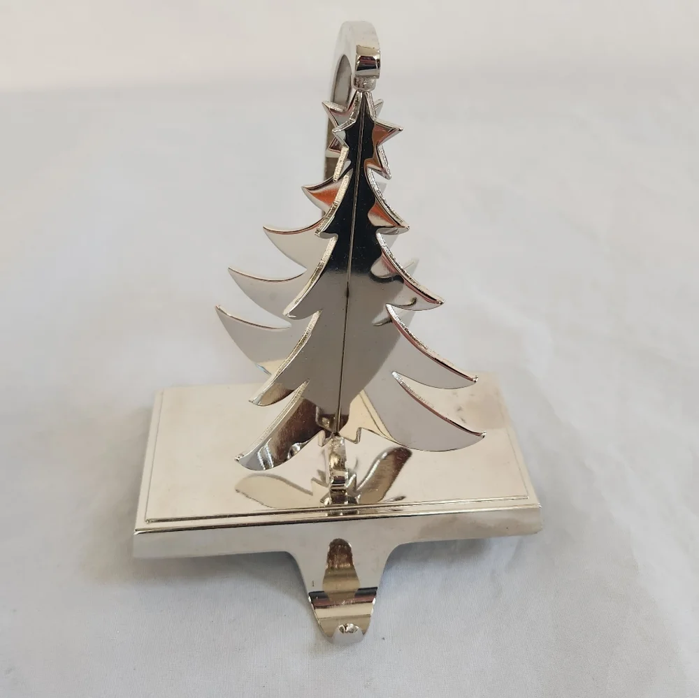 Silver Color Metal Twirling Christmas Tree Stocking Holder